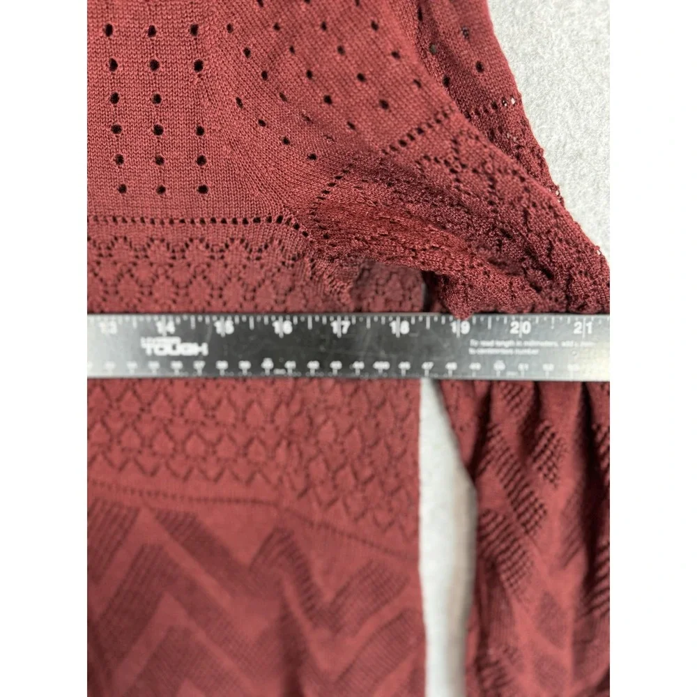 Pink Rose Cardigan Womens Small Open Front Knit Boho Lightweight Sweater